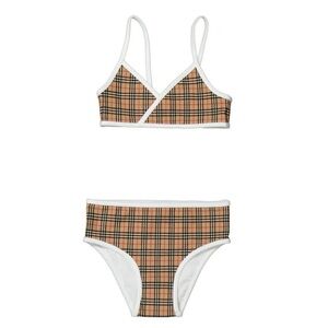 Burberry Crosby Check Girls Beige 2-Piece Swimsuit Bikini 8Y NWT